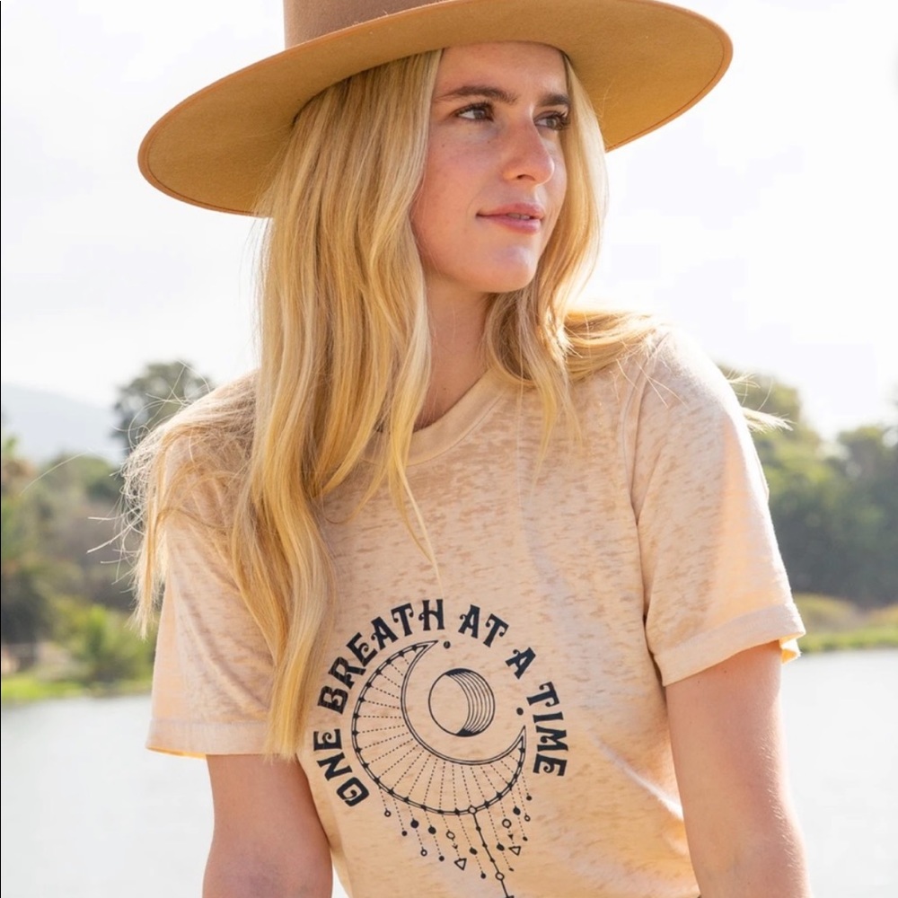 "ONE BREATH AT A TIME" Champagne Burnout Tee